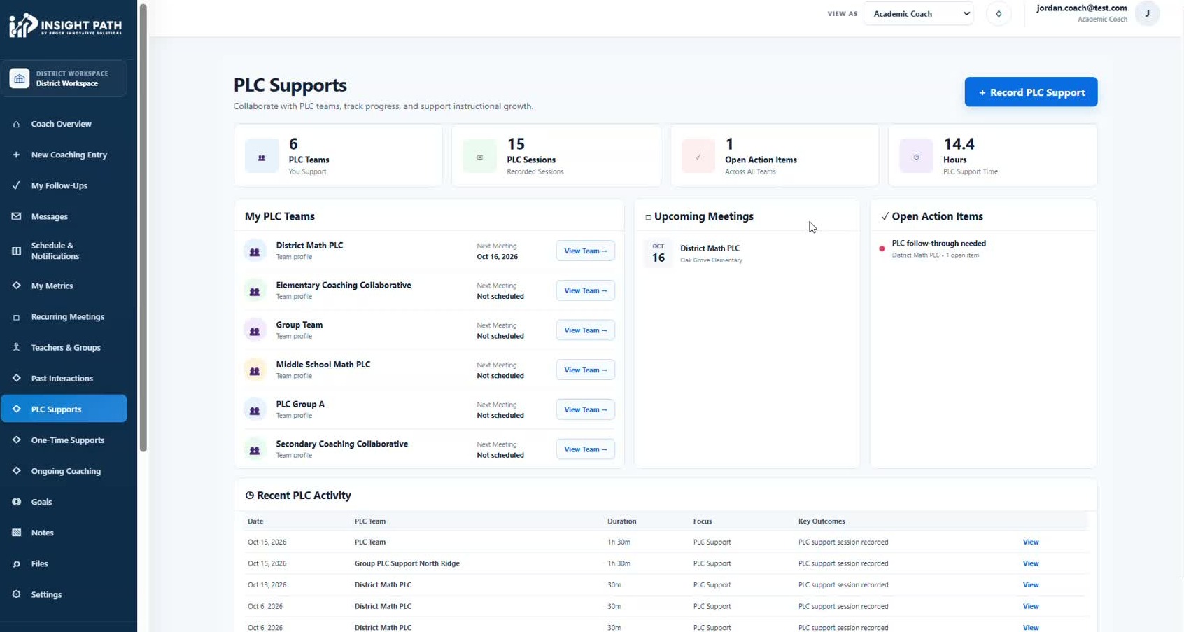 PLC Supports workspace in Insight Path